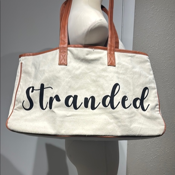 Stranded Cream and Tan Canvas Tote - Picture 14 of 16